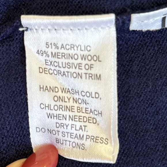 Loft Blue Cardigan Flower Appliqué Sz M - Picture 5 of 5